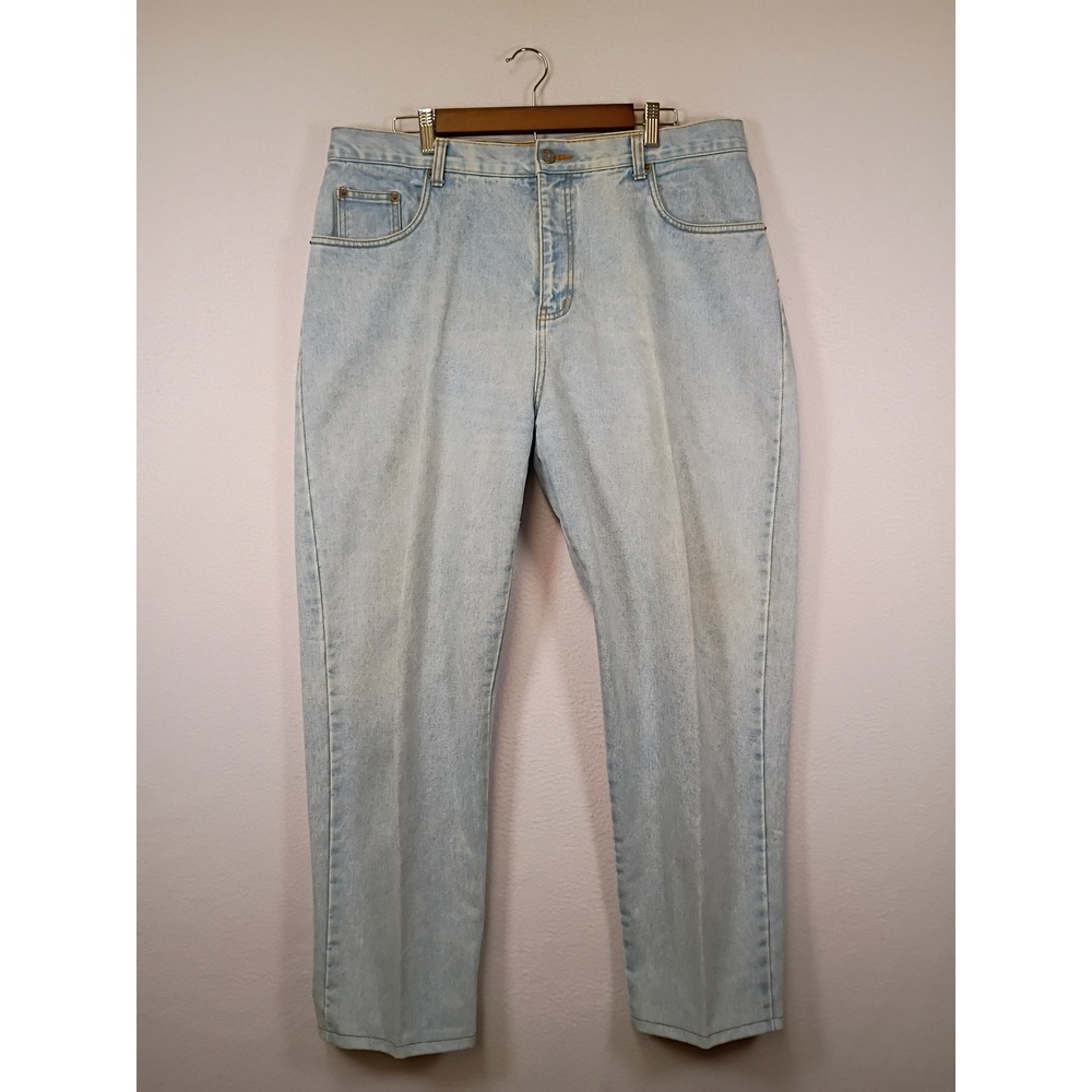 Vintage 90s Bill Blass Women 18 Tall Light Wash Easy Fit High Rise Straight Jean
